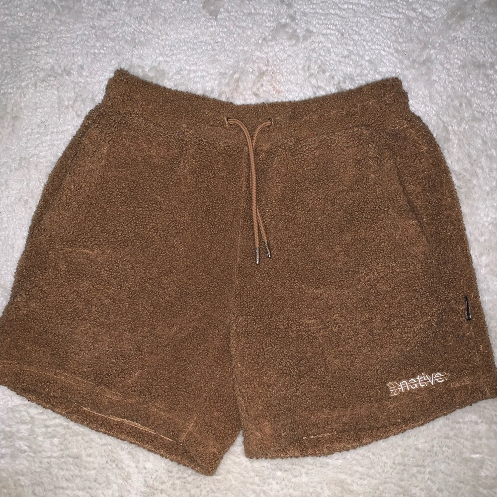 Native Language Light Brown Sherpa Shorts